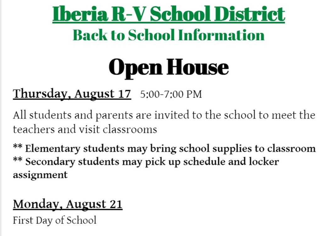 Back to School Open House 2023-24